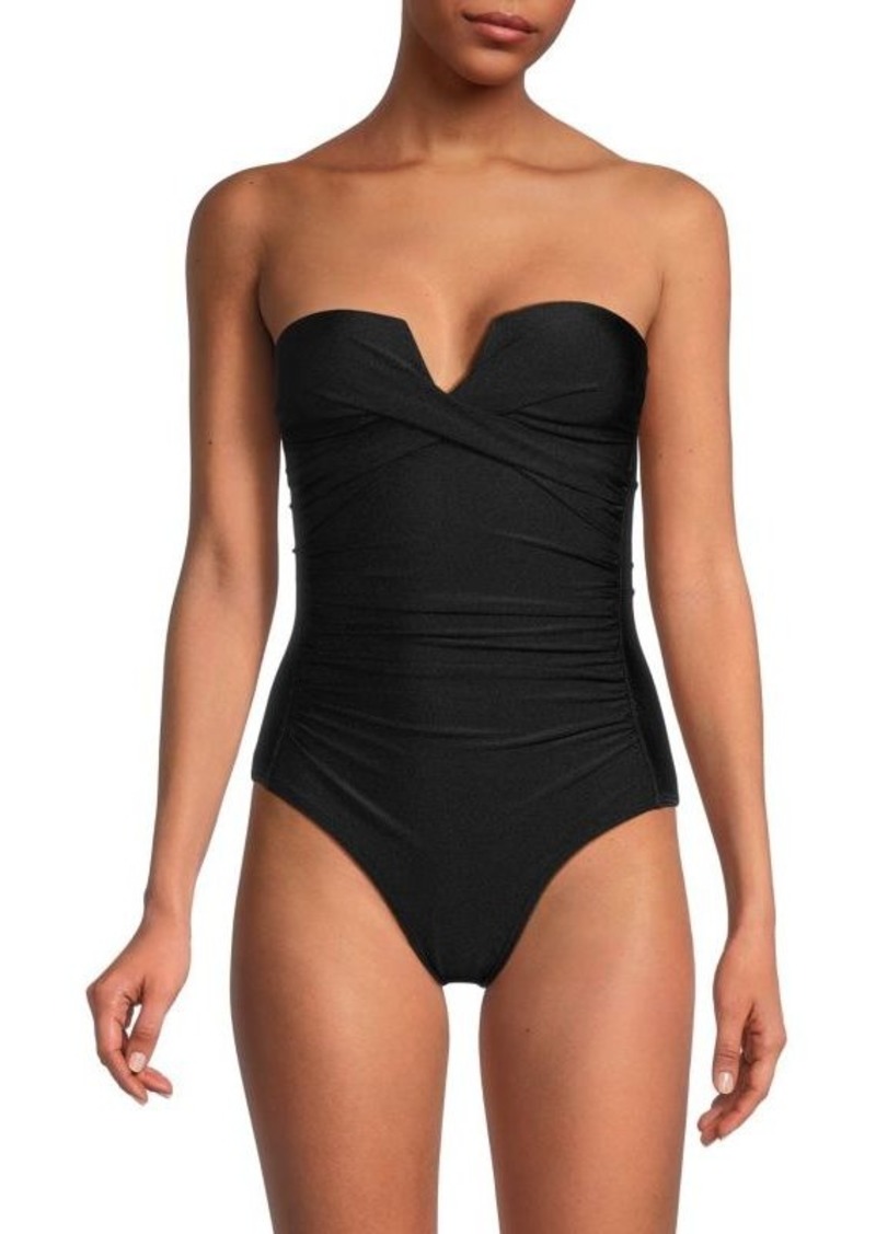 Calvin Klein Ruched Strapless One Piece Swimsuit