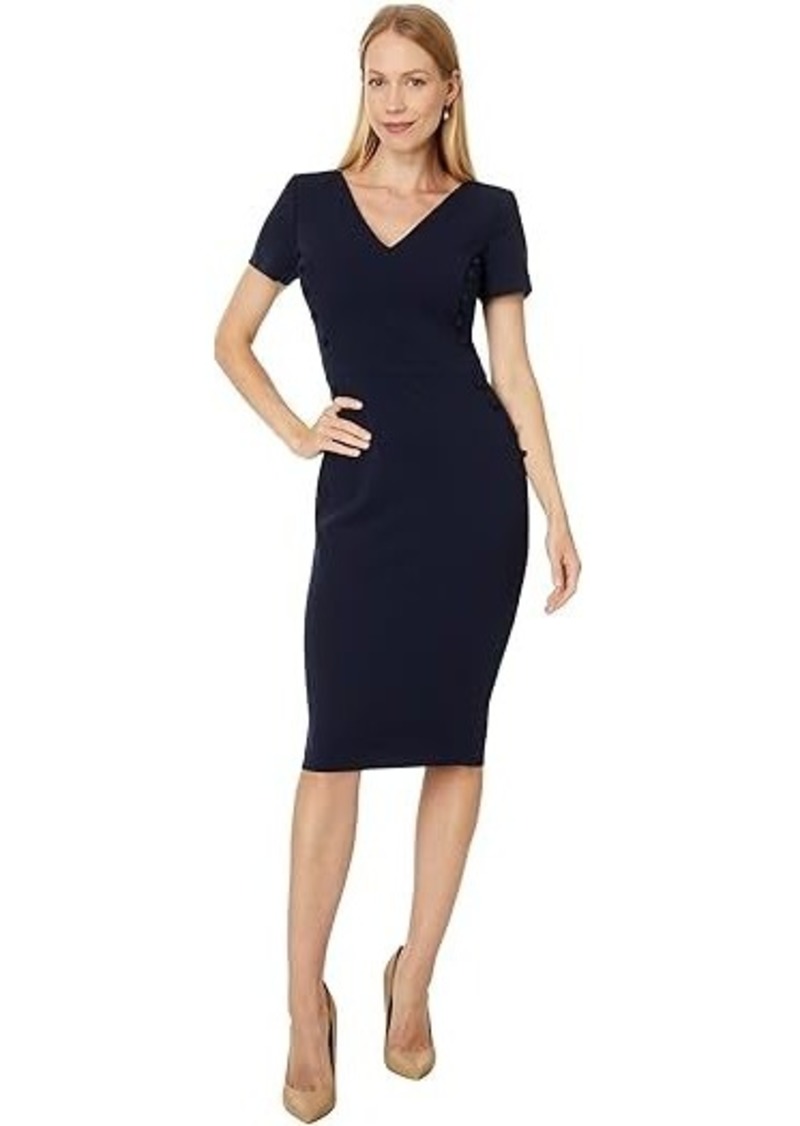 Calvin Klein Scuba Crepe Button Detail Sheath