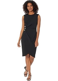 Calvin Klein Scuba Crepe Midi with Ruched Detail