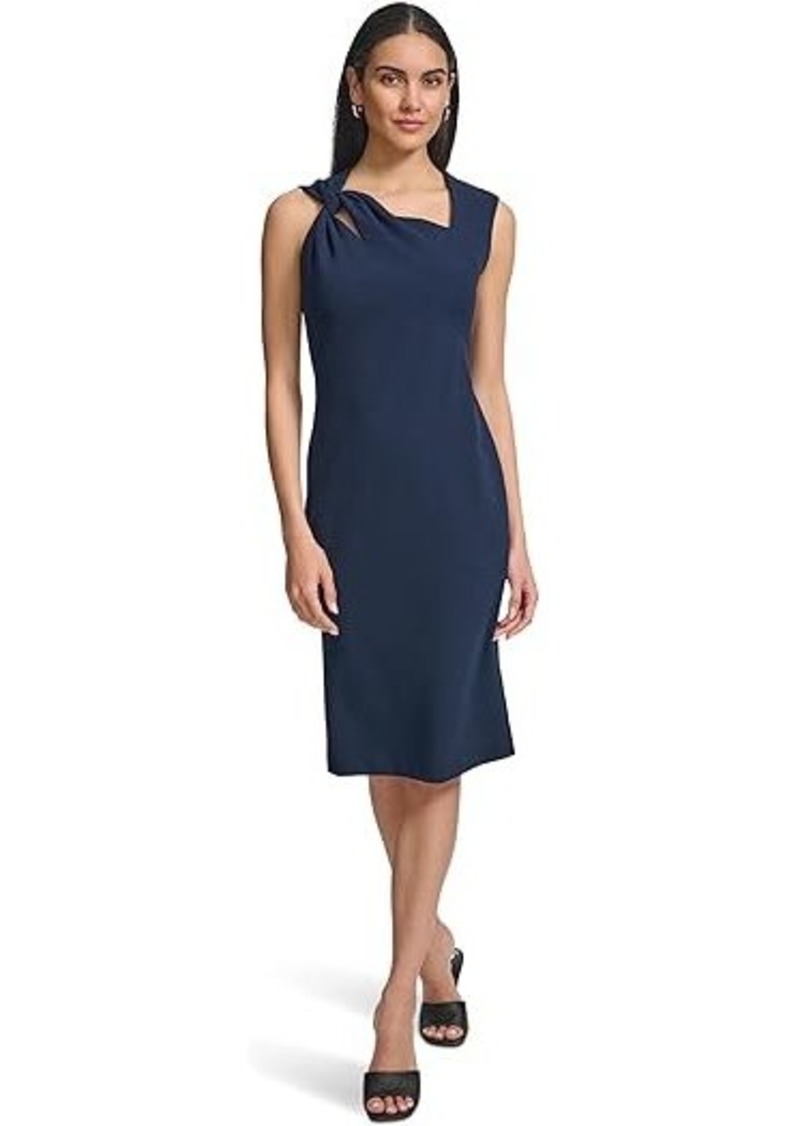 Calvin Klein Scuba Crepe Sleeve Knot Sheath