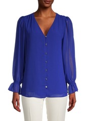 Calvin Klein Sheer-Sleeve Blouse