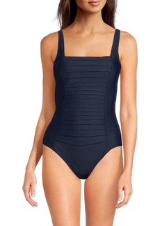 Calvin Klein Shimmer Pleated One Piece Swimsuit