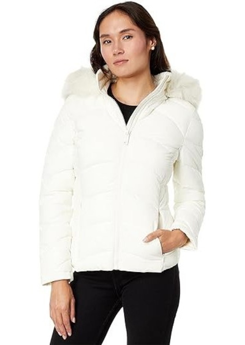 Calvin Klein Short Faux Fur Trim Puffer