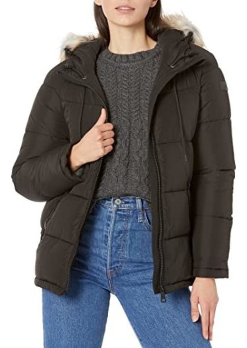 Calvin Klein Short Faux Fur Trimmed Puffer