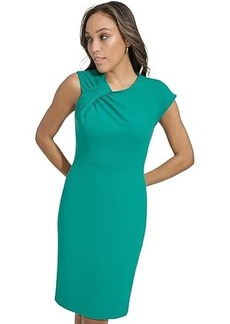 Calvin Klein Short Sheath with Knot Bodice Detail And Flutter Sleeve