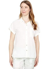 Calvin Klein Short Sleeve Button-Up Top w/ Collar