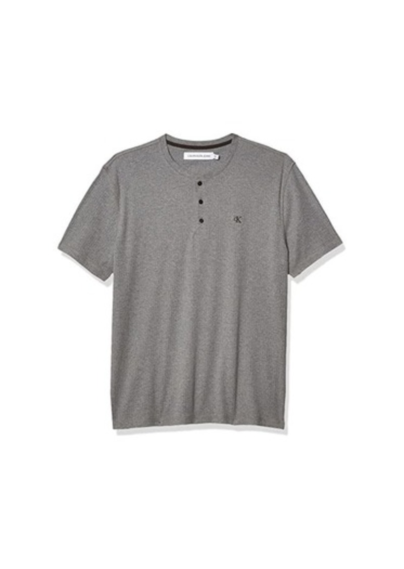 Calvin Klein Short Sleeve Henley Ribbed Logo T-Shirt