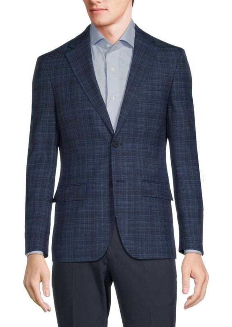 Calvin Klein Slim Fit Plaid Wool Blend Blazer