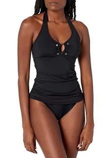 Calvin Klein Solid Halter Tankini Swimsuit with Removable Soft Cups