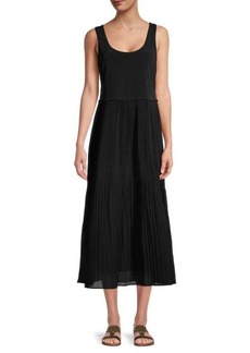 Calvin Klein Solid-Hued Pleated Dress