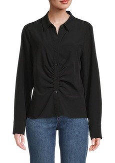 Calvin Klein Solid-Hued Ruched Shirt