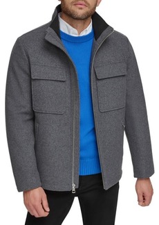 Calvin Klein Solid Wool Blend Jacket