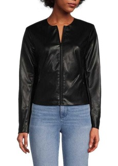 Calvin Klein Splitneck Faux Leather Jacket