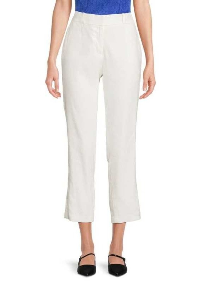 Calvin Klein Straight Leg Linen Blend Cropped Pants