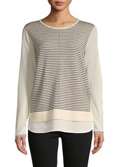 Calvin Klein Stripe Front Twofer Sweater