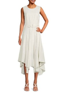 Calvin Klein Striped Handkerchief Midi Dress