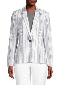 Calvin Klein Striped Linen-Blend Blazer
