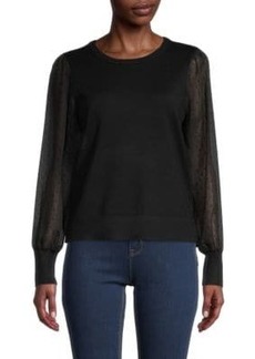 Calvin Klein Swiss-Dot Sleeve Sweater