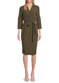 Calvin Klein Tie Waist Knee Length Shirtdress