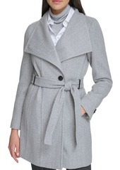 Calvin Klein Wing Collar Wool Blend Wrap Coat