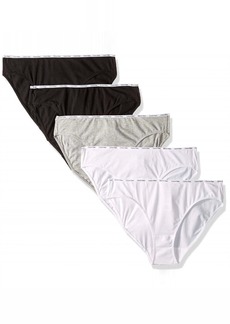 Calvin Klein Women's 5 Cotton Stretch Logo Bikini Panties In Black/white/grey Heather