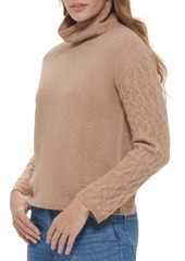 Calvin Klein Womens Cable Knit Cowlneck Pullover Sweater