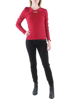 Calvin Klein Womens Cut-Out Ribbed Knit Pullover Sweater