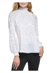 Calvin Klein Womens Embroidered Mock Neck Pullover Top