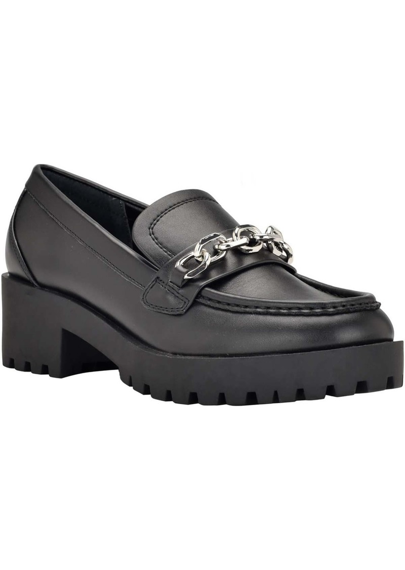 Calvin Klein Womens Faux Leather Laceless Loafers