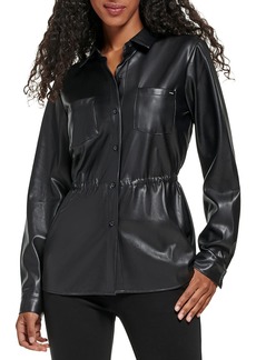 Calvin Klein Womens Faux Leather Lightweight Motorcycle Jacket
