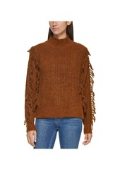 Calvin Klein Womens Fringe Knit Pullover Sweater