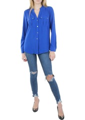 Calvin Klein Womens Pocket Oversized Button-Down Top