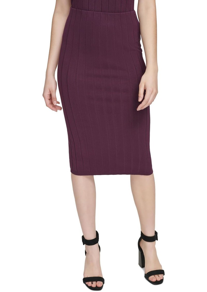 Calvin Klein Womens Ribbed Long Pencil Skirt