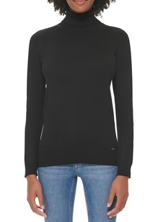 Calvin Klein Womens Ribbed Trim Turtleneck Turtleneck Sweater