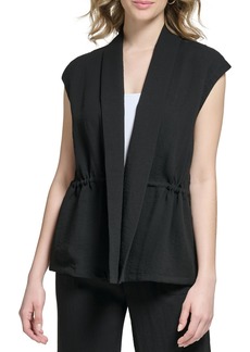 Calvin Klein Womens Shawl Collar Sleeveless Open-Front Blazer