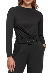 Calvin Klein Womens Twist Front Back Zipper Bodysuit