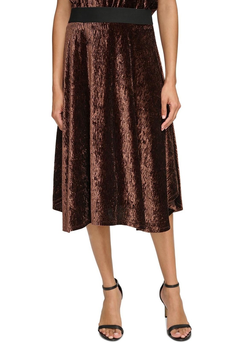 Calvin Klein Womens Velvet Long A-Line Skirt