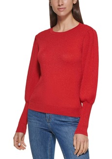 Calvin Klein Womens Volume-Sleeve Metallic Pullover Sweater