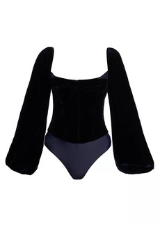 Cami NYC Annel Velvet Blouson-Sleeve Bodysuit