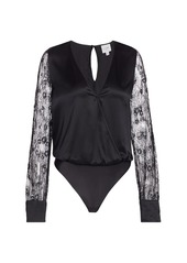 Cami NYC Bette Silk Lace-Sleeve Bodysuit