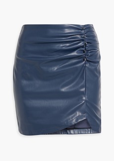 Cami NYC - Aliah button-embellished ruched faux leather mini skirt - Blue - US 2