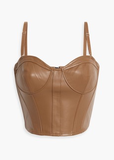 Cami NYC - Elloise cropped faux stretch-leather bustier top - Brown - US 6