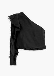 Cami NYC - Shivani one-sleeve ruffled cotton-blend voile top - Black - XS