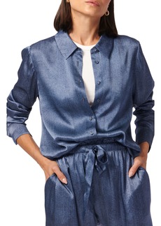 CAMI NYC Crosby Silk Charmeuse Button-Up Shirt in Raw Denim at Nordstrom Rack