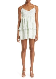 CAMI NYC Devin Tiered Floral Print Linen Sundress in Mini Eucalyptus at Nordstrom