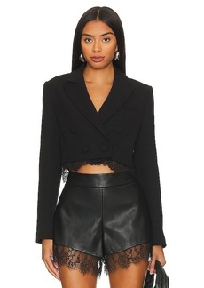 CAMI NYC Elloise cropped faux stretch-leather bustier top