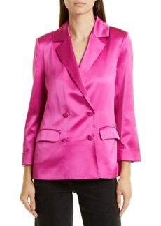 CAMI NYC Pacey Double Breasted Silk Blazer in Magnolia at Nordstrom