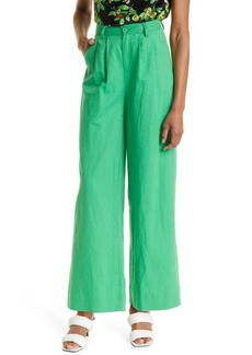 CAMI NYC Rylie High Waist Wide Leg Linen Trousers in Palm at Nordstrom