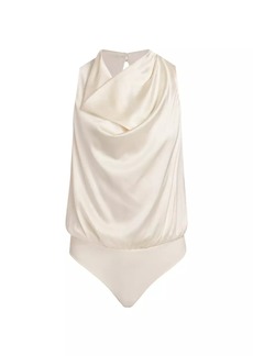 Cami NYC Noreen Silk-Blend Drape Bodysuit