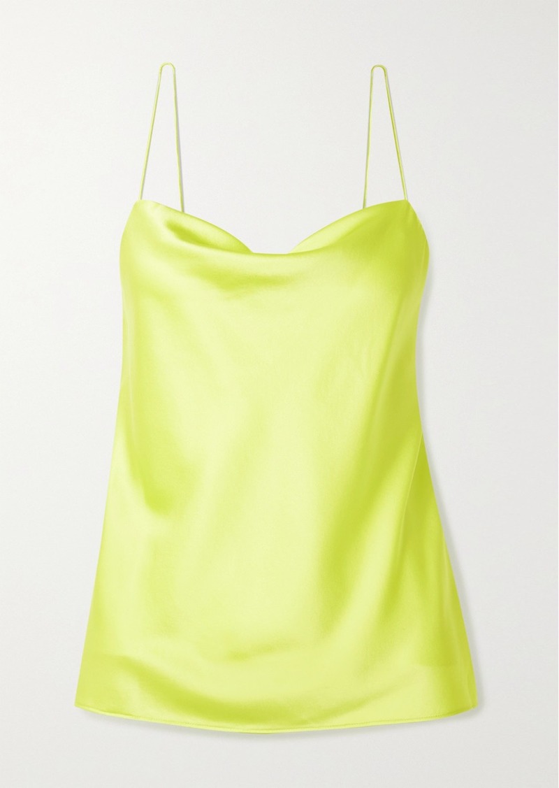 The Axel Acid Draped Neon Stretch Silk-charmeuse Camisole